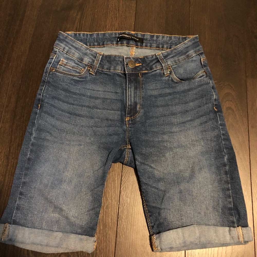 Blue notes long jean shorts